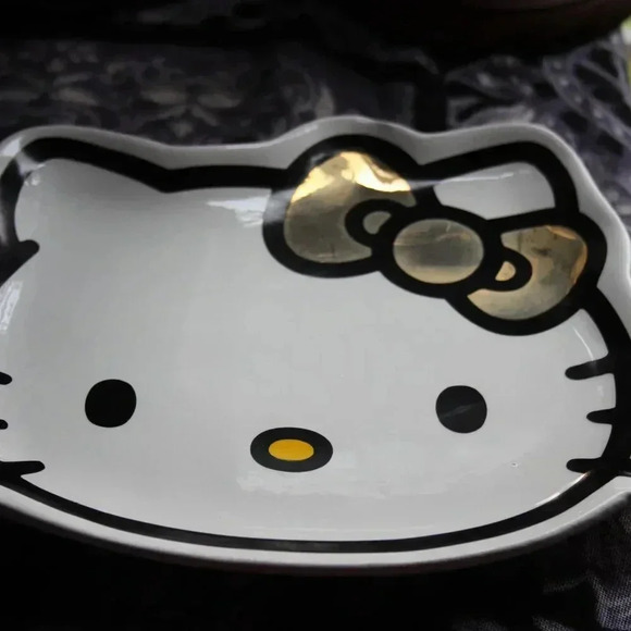 Hello Kitty Sanrio Jewelry Tray/Decorative Plate Gold Bow - Picture 7 of 7
